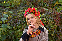 Современный женский веночек с цветами в этно стиле №1216