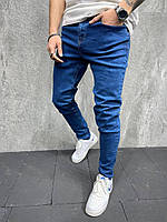 Мужские синие джинсы зауженные slim fit, Мужские джинсовые штаны Турция весна осень