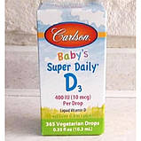 Вітамін Д для дітей краплі Carlson Labs Baby's Super Daily D3 400 IU 10.3 мл, фото 5