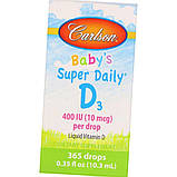 Вітамін Д для дітей краплі Carlson Labs Baby's Super Daily D3 400 IU 10.3 мл, фото 4