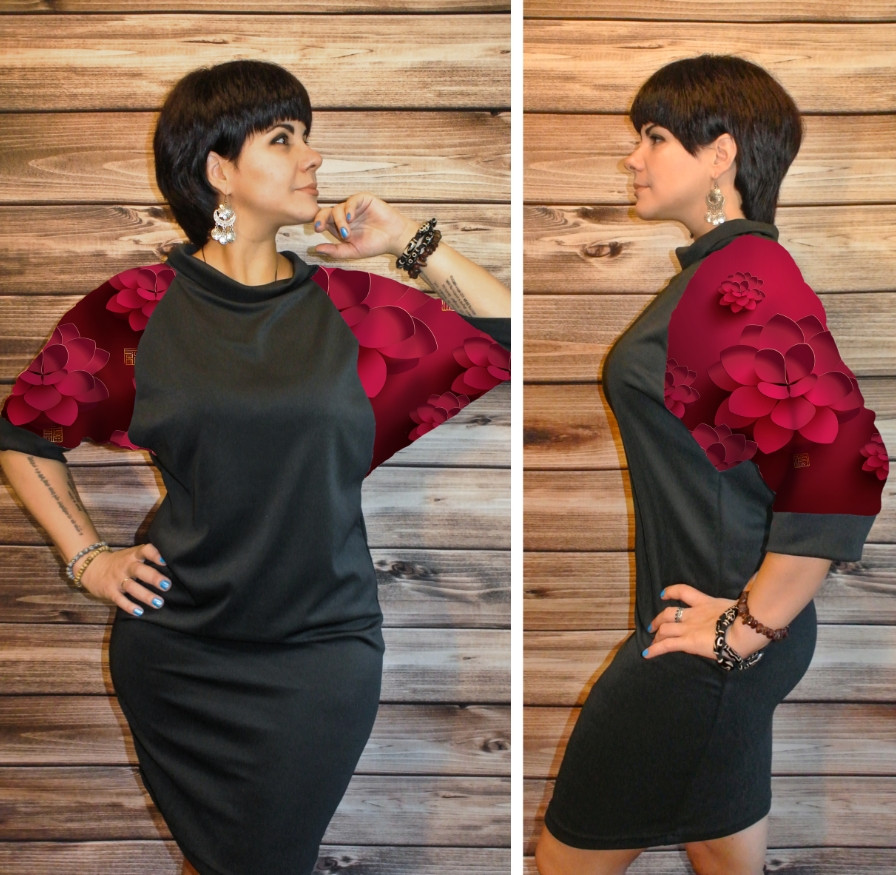 Розумне плаття з принтом Квіти 3D ВСІ Розміри, фото 1