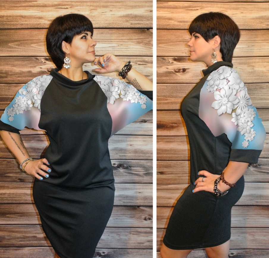 Розумне плаття з принтом Квіти 3D ВСІ Розміри, фото 1