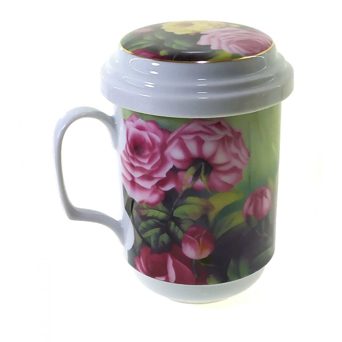 Чашка с ситом керамическая заварочная Розы - фото 1 - id-p1506231240
