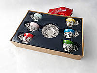 Набір турецьких чашок для кави 6 шт. з вишуканими квітами Об'єм: 100 мл