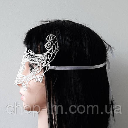 Маска біла жіноча ажурна на обличчя "Сніжинка", фото 2