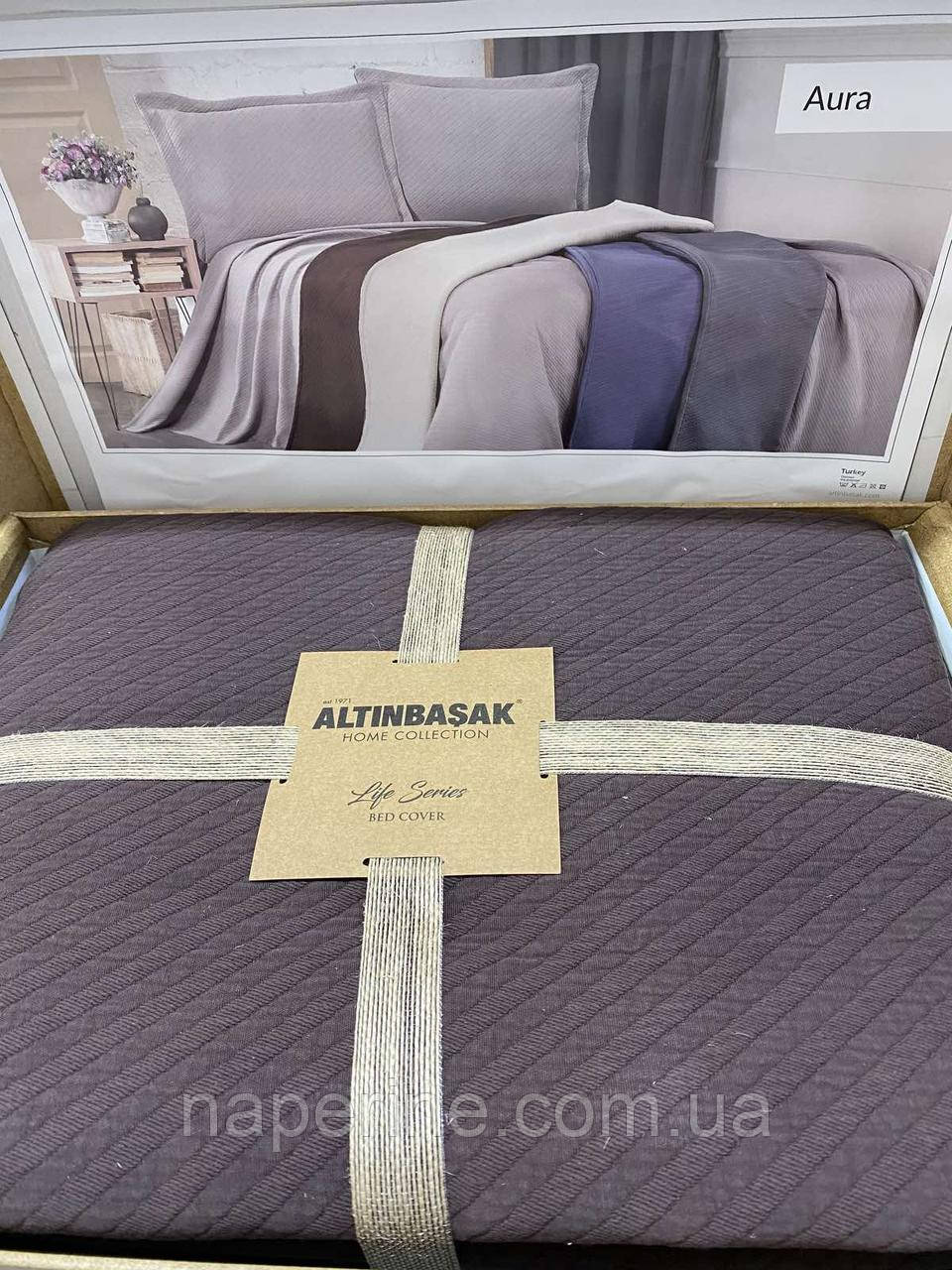 Покривало піку з наволочами 240 на 260 см Altinbasak Aura Туреччина графітове