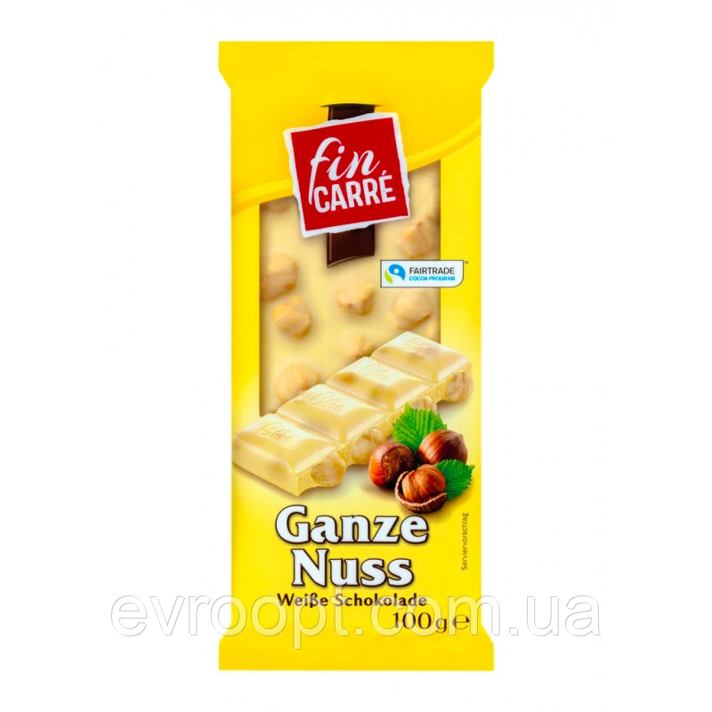 Шоколад молочний з цілим лісовим горіхом Nut Fin Carre, 100 г