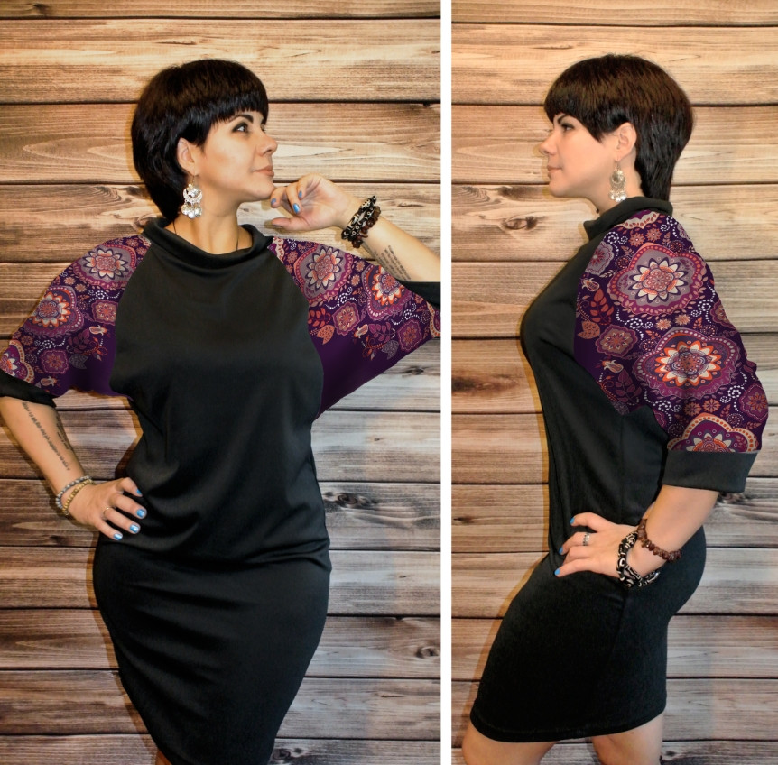 Розумне плаття з 3D принтом: Індійські орнаменти. Фіолетовий тон ВСІ Розміри, фото 1