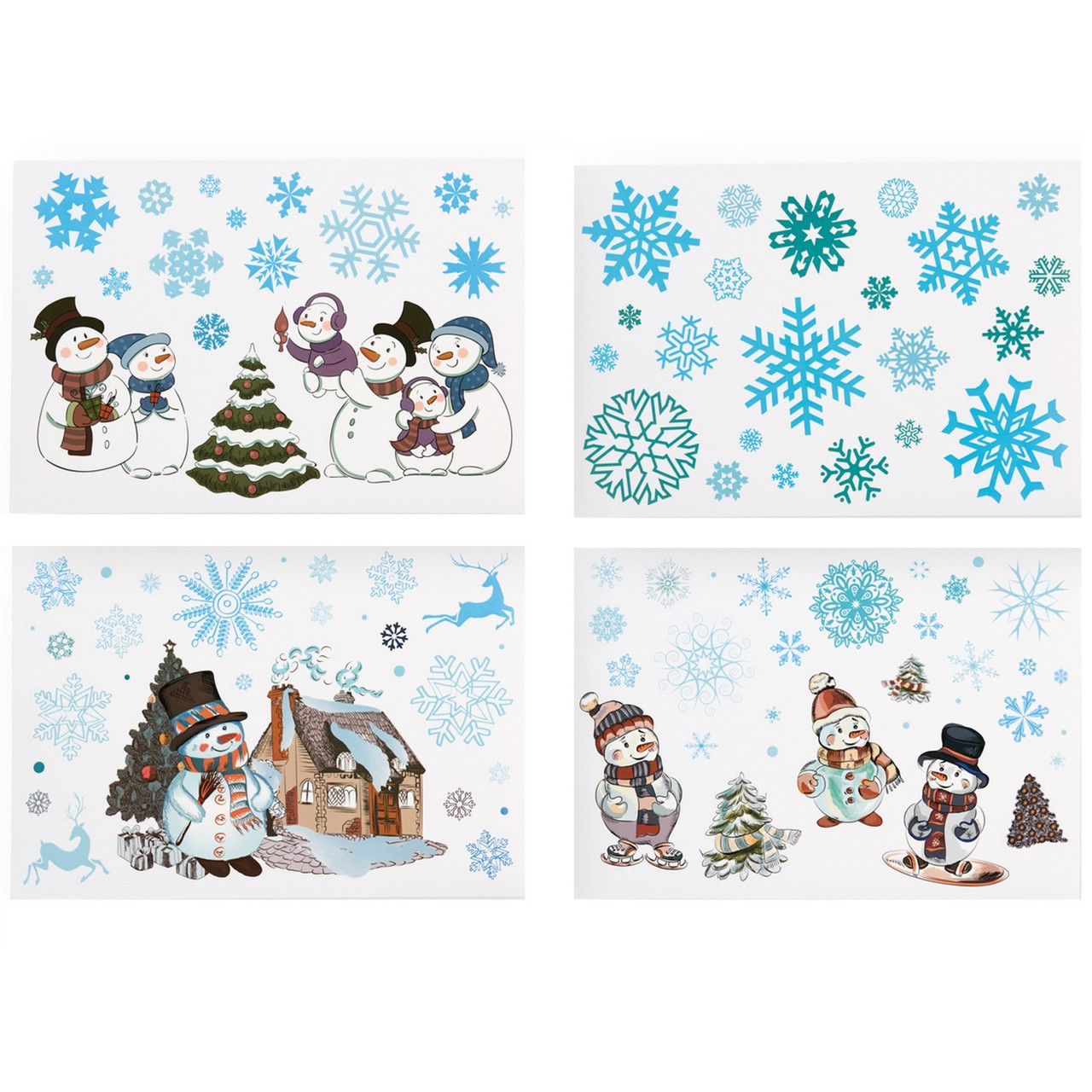 Набір новорічних наклейок 4 в 1 Melinera, багаторазові наклейки новорічні 4 аркуша 22,5 х 33 см, фото 1