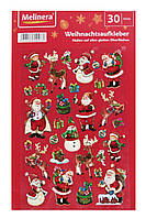 Набір об'ємних новорічних наклейок "Деди Морози" Melinera 30 шт., багаторазові наклейки новорічні