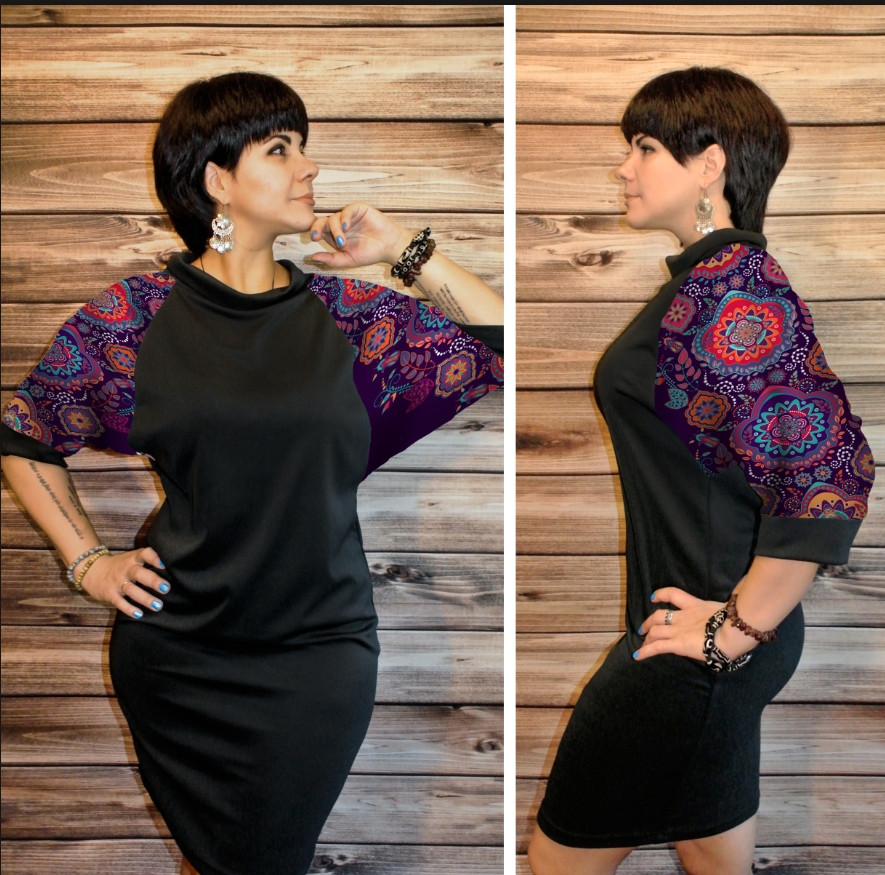 Розумне плаття з 3D принтом: Індійські орнаменти. Фіолетовий тон 2 ВСІ Розміри, фото 1