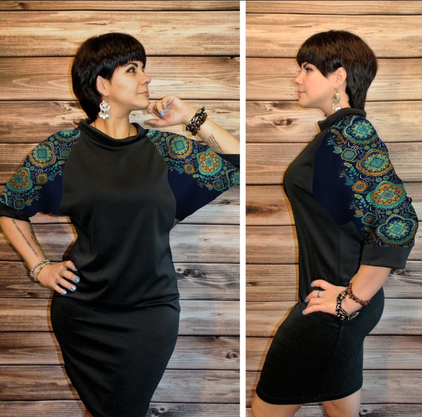 Розумне плаття з 3D принтом: Індійські орнаменти. Синій тон ВСІ Розміри, фото 1