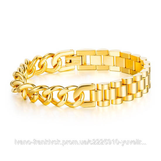 Позолочений чоловічий браслет зі сталі "Греція"