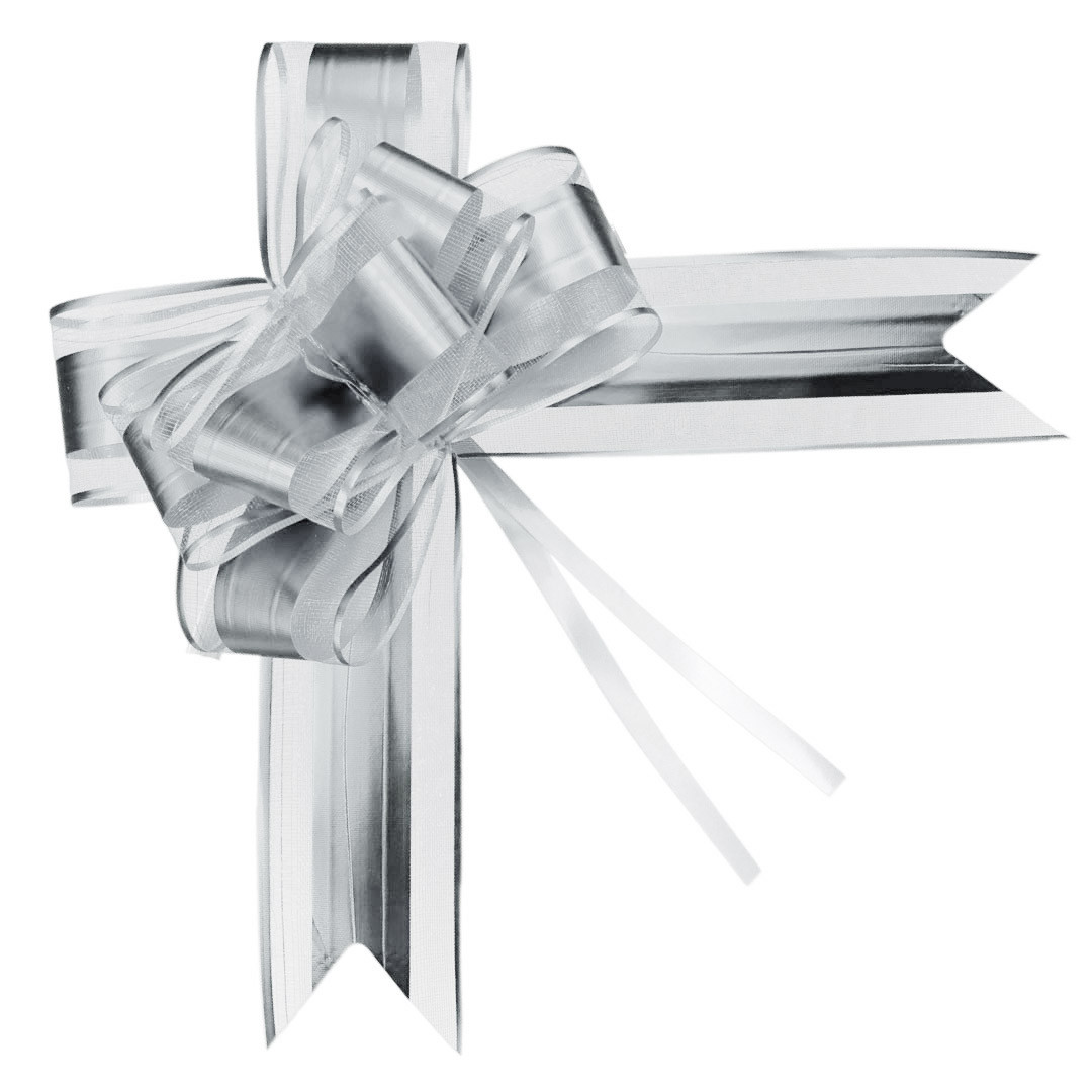 Бант срібний на стяжці 20 см, фото 1