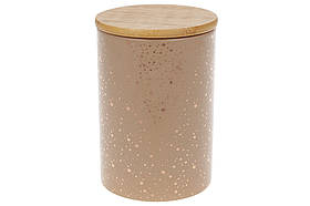 Банка керамічна 650мл з бамбуковою кришкою Золоті Краплі, колір - мокко (304-927)