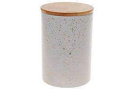 Банка керамічна 650мл з бамбуковою кришкою Золоті Краплі, колір - сірий (304-930)