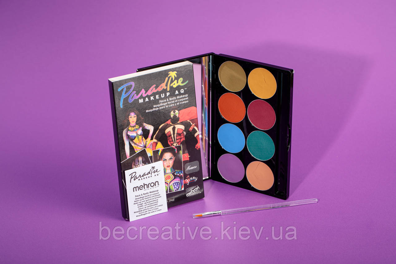 Аквагрим в панелі Mehron Paradise Makeup AQ, 8 кольорів