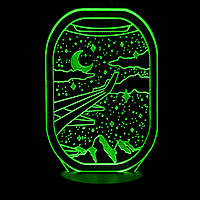 Акриловый светильник-ночник Ночной полет зеленый tty-n001074