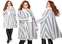 Свободное длинное меховое женское пальто с карманами большого размера Белый