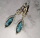 Срібні сережки підвіски жіночі з лондон-топазом "Графиня" Сережки підвіски зі срібла з камінням фіанітами, фото 2