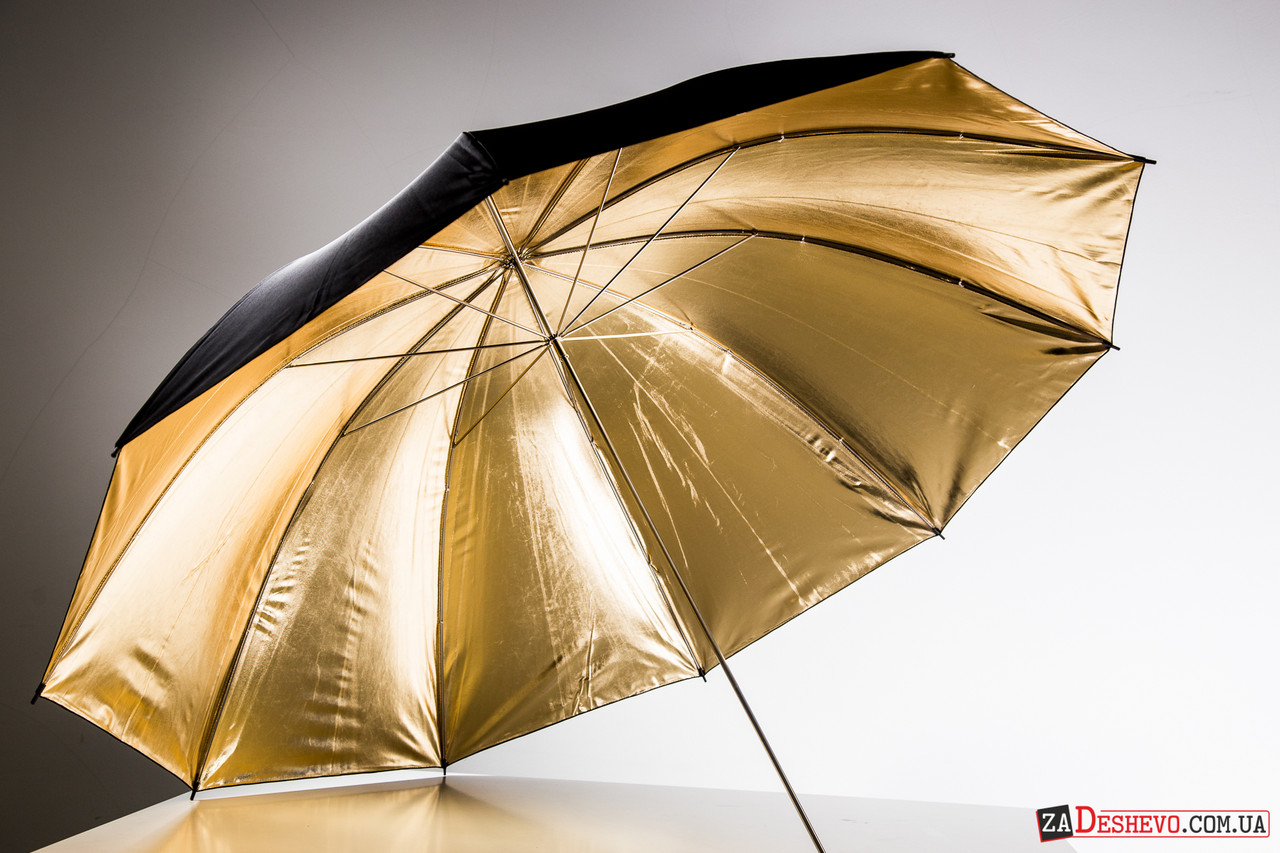 Студійна парасолька Mingxing 152 см чорний з золотим (48053)