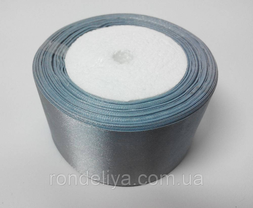 Лента атлас 5 см сіра, фото 1