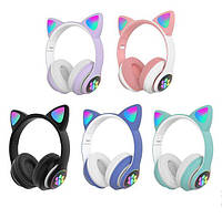 Наушники Беспроводные детские Кошачьи ушки с подсветкой Cat Ear с ушками кота
