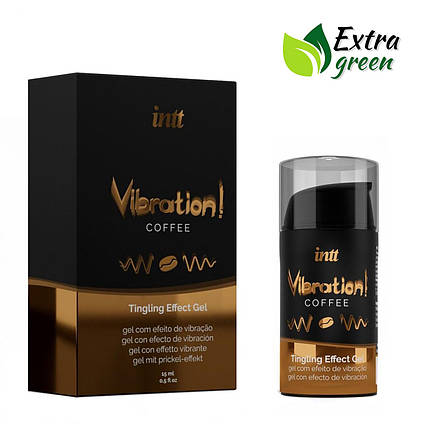 Рідкий вібратор Intt Vibration Coffee (15 мл) EXTRA GREEN, дуже смачний, діє до 30 хвилин, фото 1