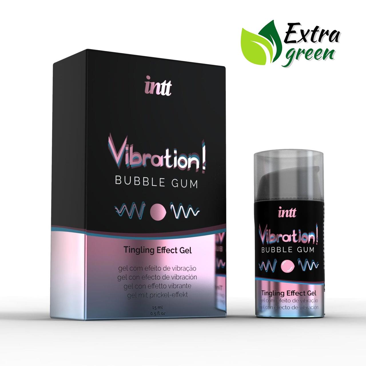 Жидкий вибратор Intt Vibration Bubble Gum (15 мл) EXTRA GREEN*18+* очень вкусный*18+* действует до 30 минут