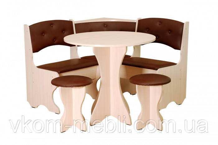 Кухонний куточок Боярин з круглим столом+диван+2 табурета, фото 1