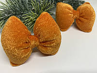 Объемные бантики ручной работы из бархата (веллюра), оранжевый