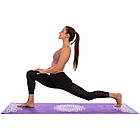 Коврик для йоги фітнеса та пілатеса йога-мат каремат Замшевий (Yoga mat) 3мм - фіолетовий з квітковим принтом, фото 4