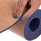 Килимок для йоги SP-Sport 183x61x0,6 см пробковий каучуковий, фото 5