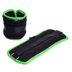 Обважнювачі-манжети Zelart FI-7210-4 по 2 кг водонепроникні для рук і ніг Чорно-салатовий