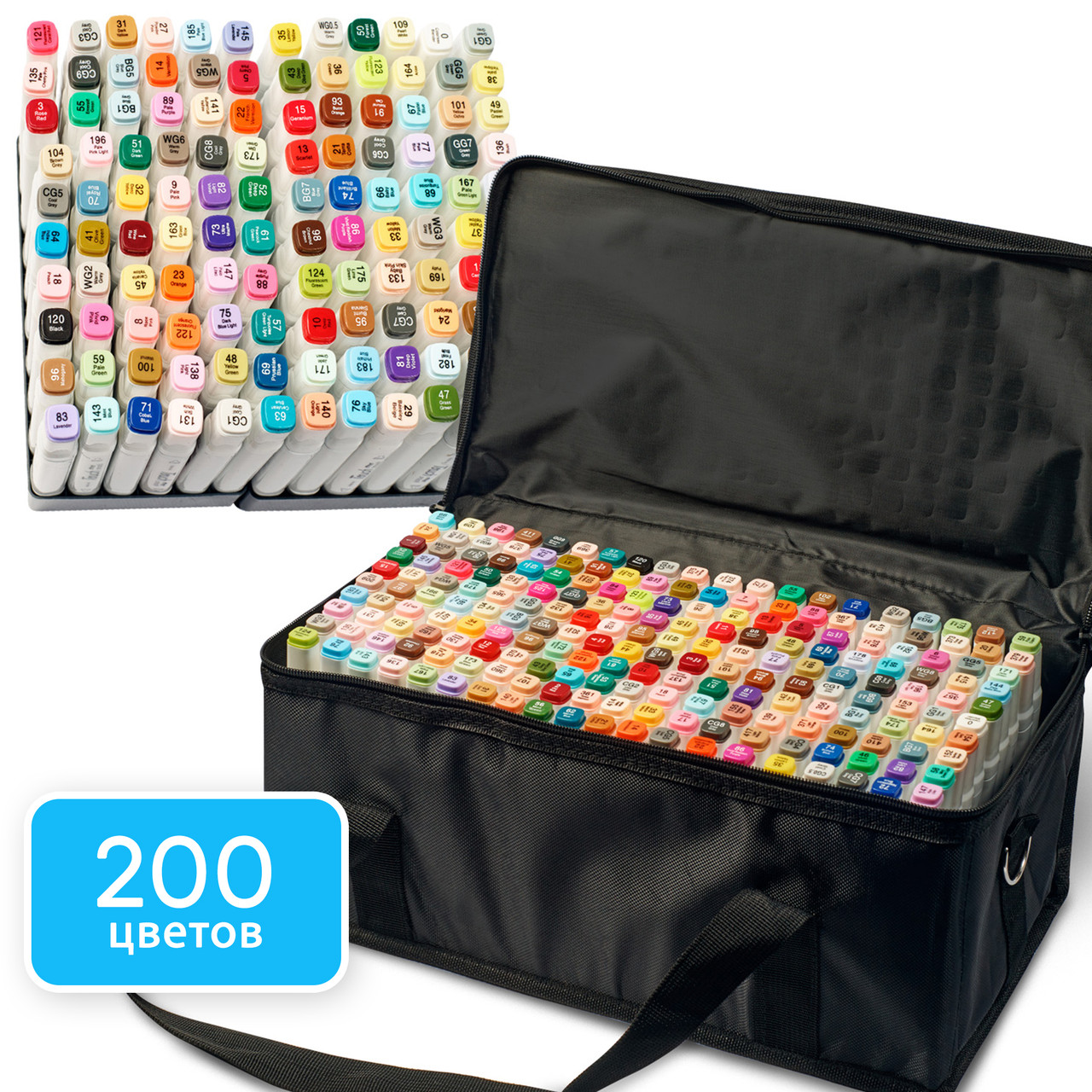 Набір двосторонніх маркерів Touch Multicolor 200 штук, Набір спиртових фломастерів для художників дизайнерів