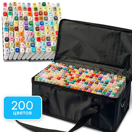 Набір двосторонніх маркерів Touch Multicolor 200 штук, Набір спиртових фломастерів для художників дизайнерів, фото 2