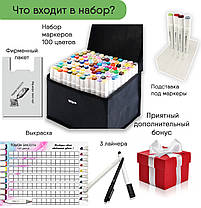 Набір професійних двосторонніх маркерів для скетчинга Touch 100 квітів, Фломастери для художників, фото 2