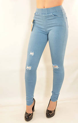Рвані джинси жіночі блакитні S\M - БРАК, фото 2