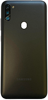 Задняя крышка Samsung M115 Galaxy M11 черная оригинал + стекло камеры