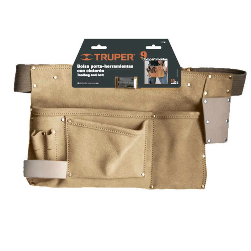 Truper POHE-9C Шкіряний пояс для інструментів 9 відділень для монтажника, електрика, столяра