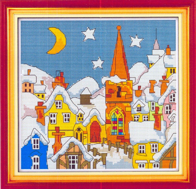 Набір для вишивання за нанесеною на канву схемою "Street snow (1)". AIDA 14CT printed, 28*27 см