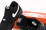 Крихітки зимові чоловічі Nike Air Force чорні з хутром низькі найк аір форс замшові теплі, фото 4