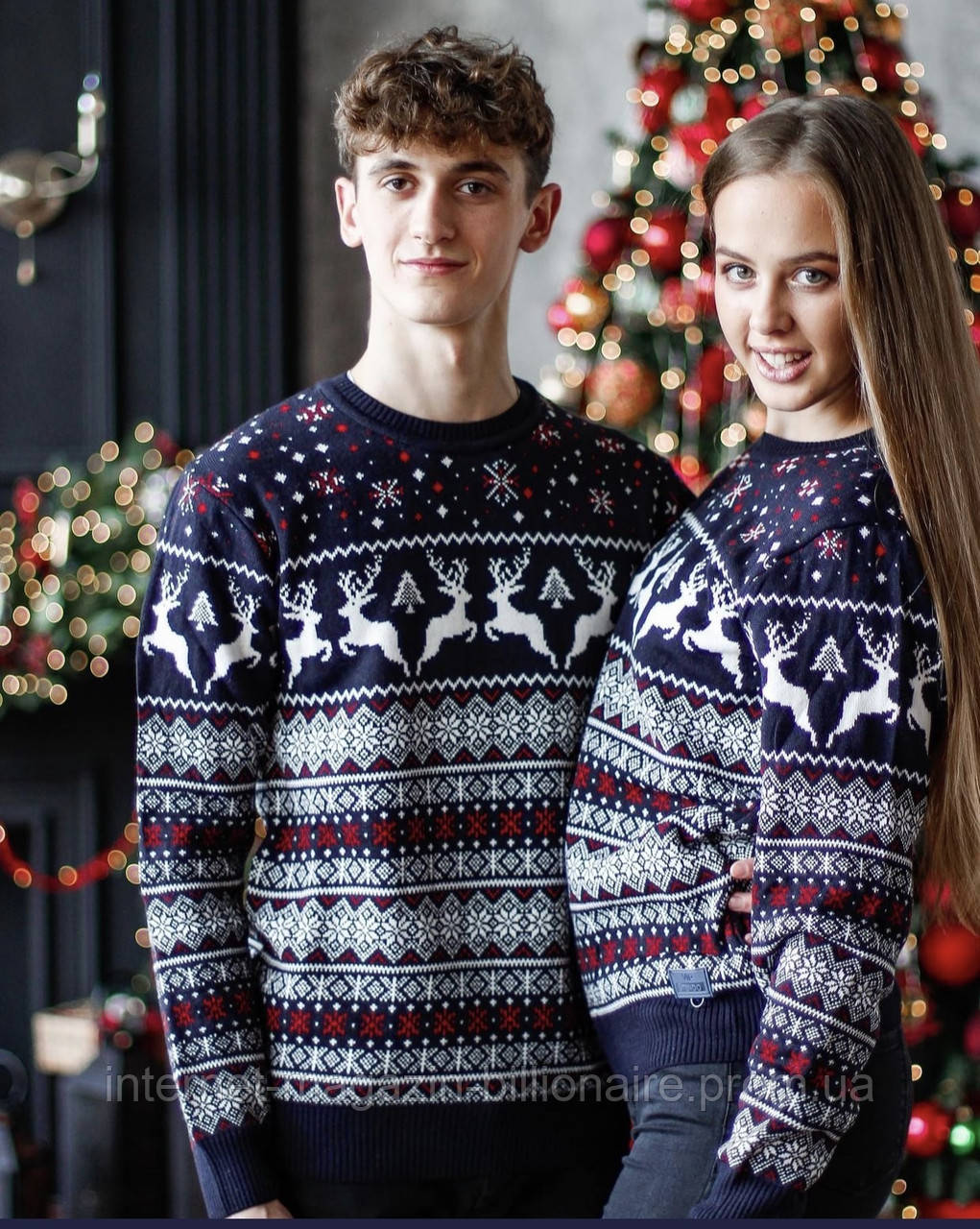 Парні новорічні светри з оленями. Светри з оленями для парі