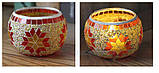 Підсвічник-ваза Мозаїка Handmade ручної роботи зі скла та бісеру Синій Скло, фото 5