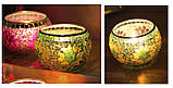 Підсвічник-ваза Мозаїка Handmade ручної роботи зі скла та бісеру Синій Скло, фото 3