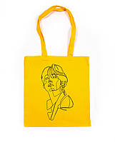 Эко-сумка шоппер рисунок BTS БТС ручная роспись ручная работа Без карману, Без застежки, Жовтий