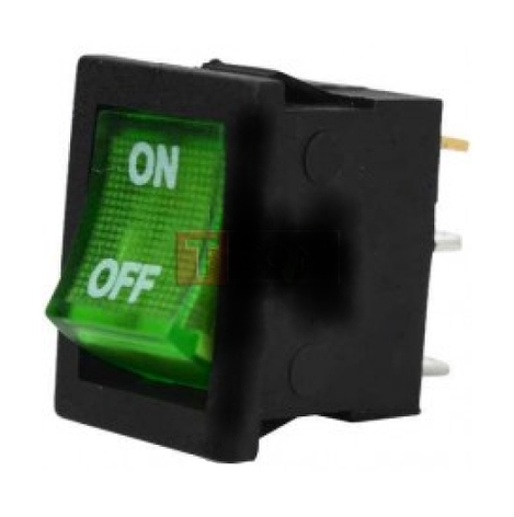 Перемикач з підсвічуванням MIRS-101-2 ON-OFF TCOM, 3pin, 6A, 220V, зелений, фото 1