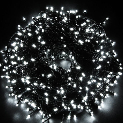 Гірлянда новорічна 1000LED 40м чорний дріт Білий | Бахрома світлодіодна нитка