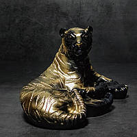 Статуэтка - копилка "Тигр" золотая гипсовая