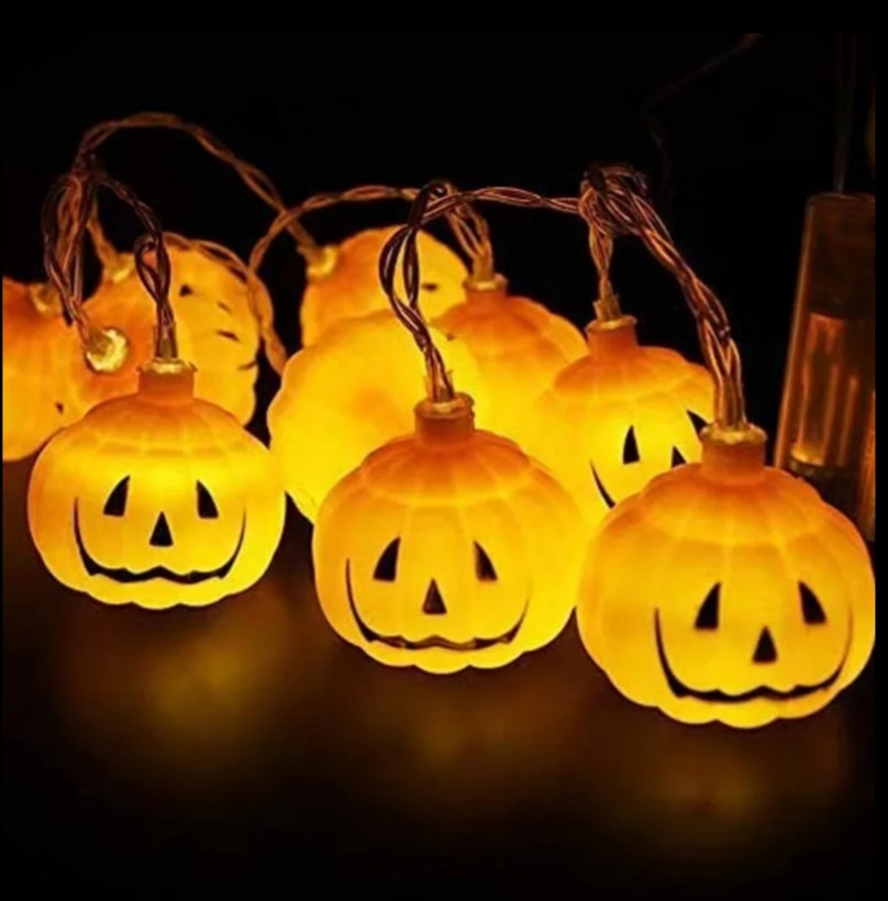 Гірлянда на Хелловін Гарбузи 150 см 10 led 5 см помаранчевий, фото 1